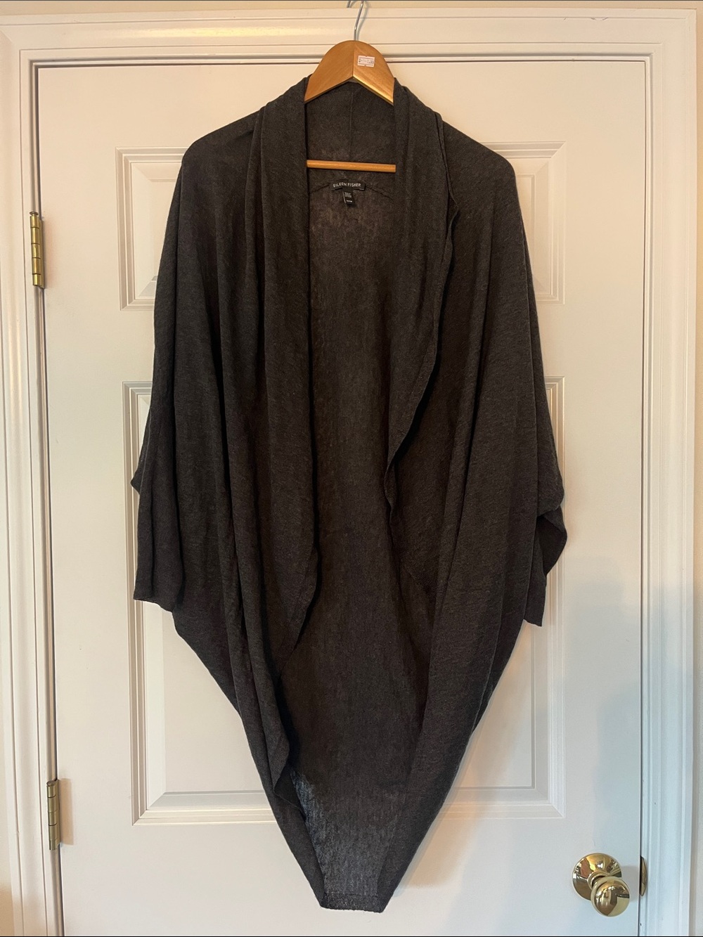 Eileen Fisher Charcoal Draped Open-Front Cardigan